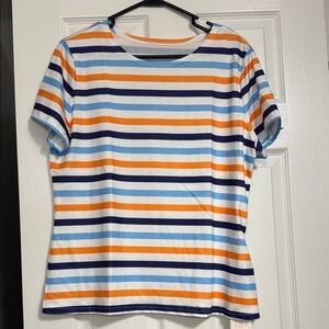 Vibrant Striped Short Sleeve Women's Tee